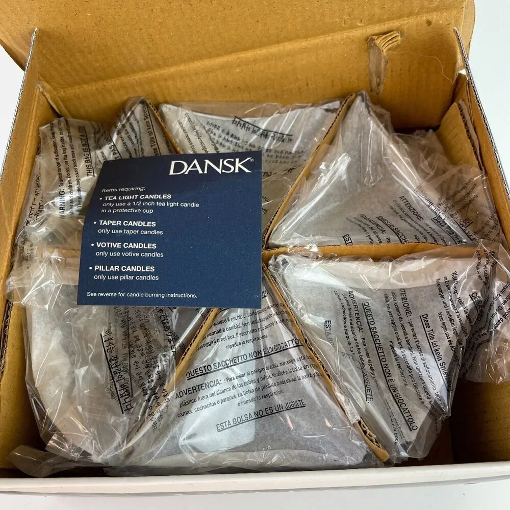 New DANSK Vintage Set Of 6 Metal Triangle Candle Holders JHQ Made in India